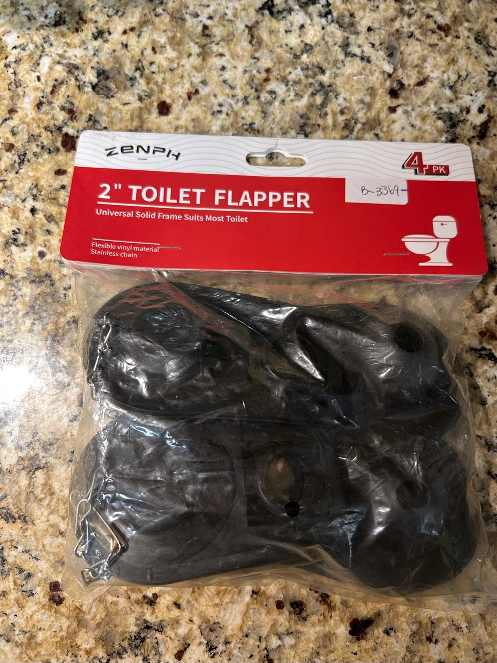 2" Toilet Flapper Replacement - Black (4 Pack)